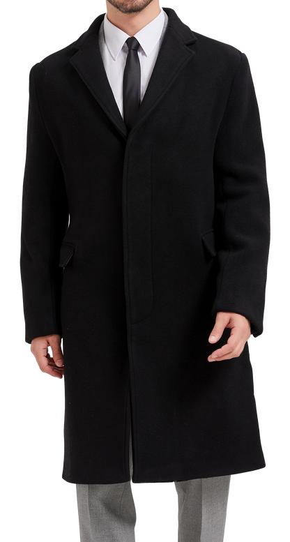 Black Wool Cashmere Bond Overcoat Black Lining