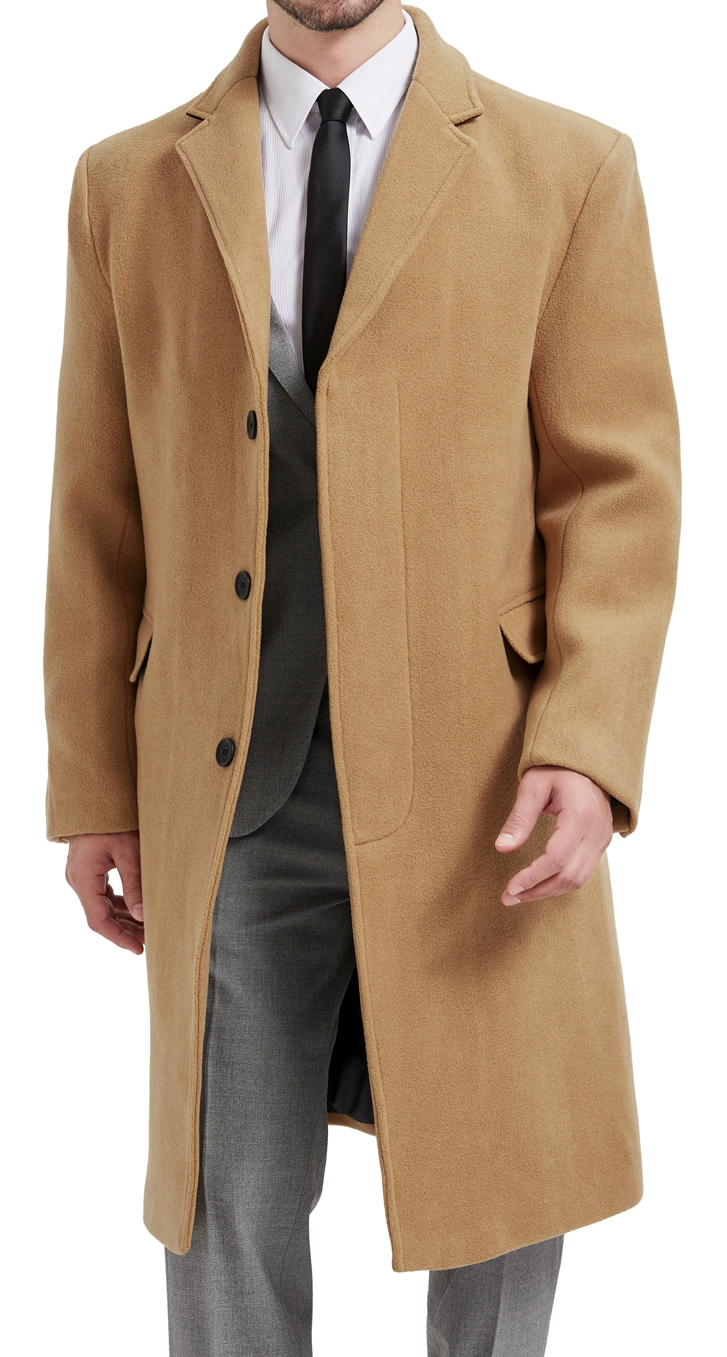 Camel Wool Cashmere Bond Overcoat Black Lining