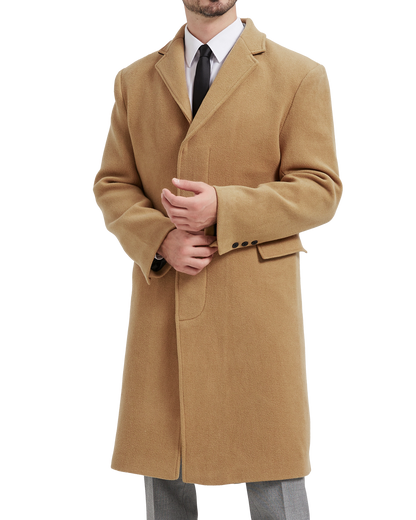 Camel Wool Cashmere Bond Overcoat Black Lining