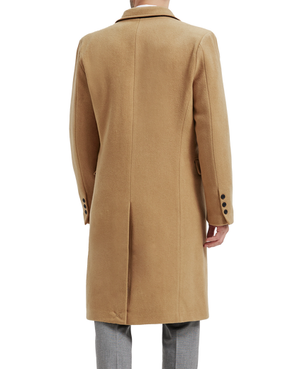 Camel Wool Cashmere Bond Overcoat Black Lining