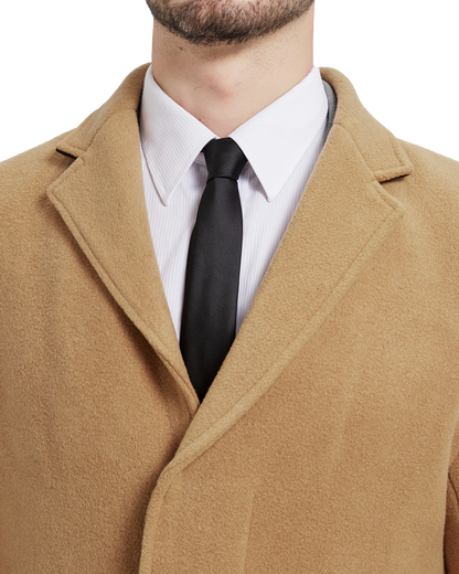 Camel Wool Cashmere Bond Overcoat Black Lining